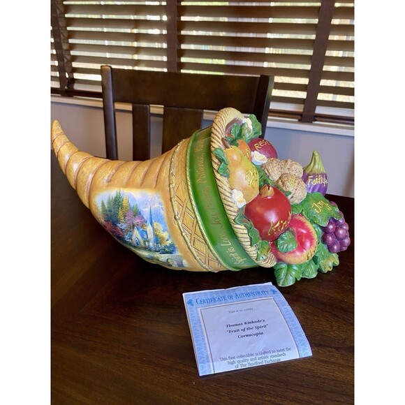 VTG Bradford Exchange Thomas Kinkade’s Fruit of the Spirit Cornucopia WITH COA - Picture 2 of 11